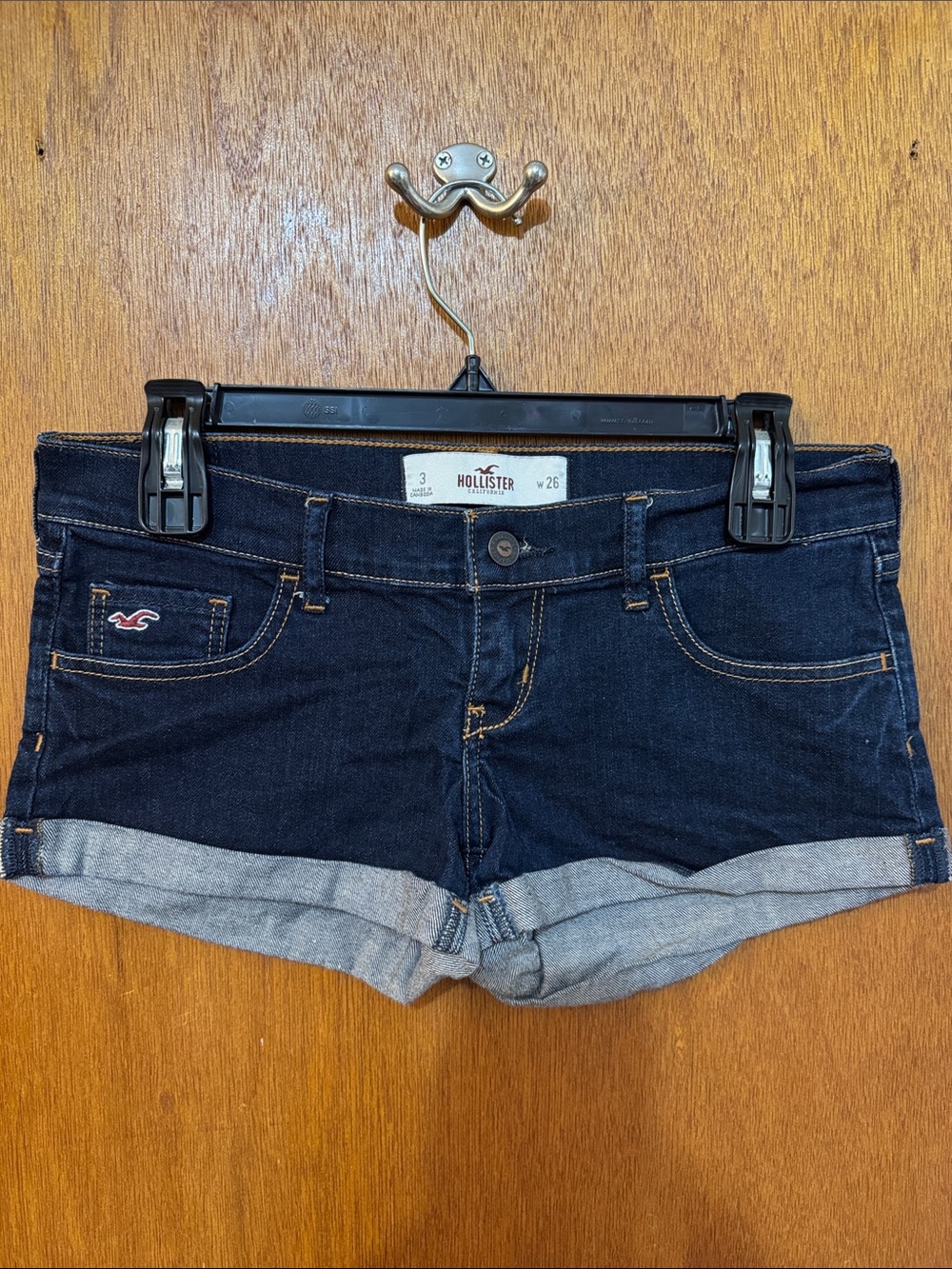 Hollister Dark Indigo Cuffed Denim Shorts